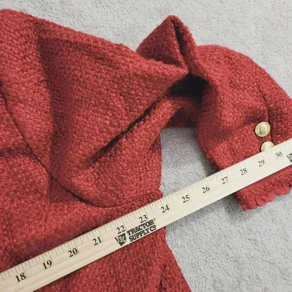 Joan Rivers Red Textured Button-Up Blazer Acrylic Wool Blend Womens 20W 28CT - Picture 4 of 11